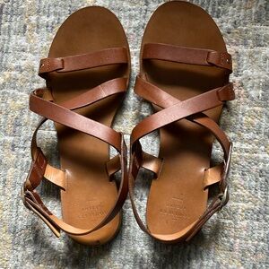 Sezane Low Ella Leather Sandals sz 38